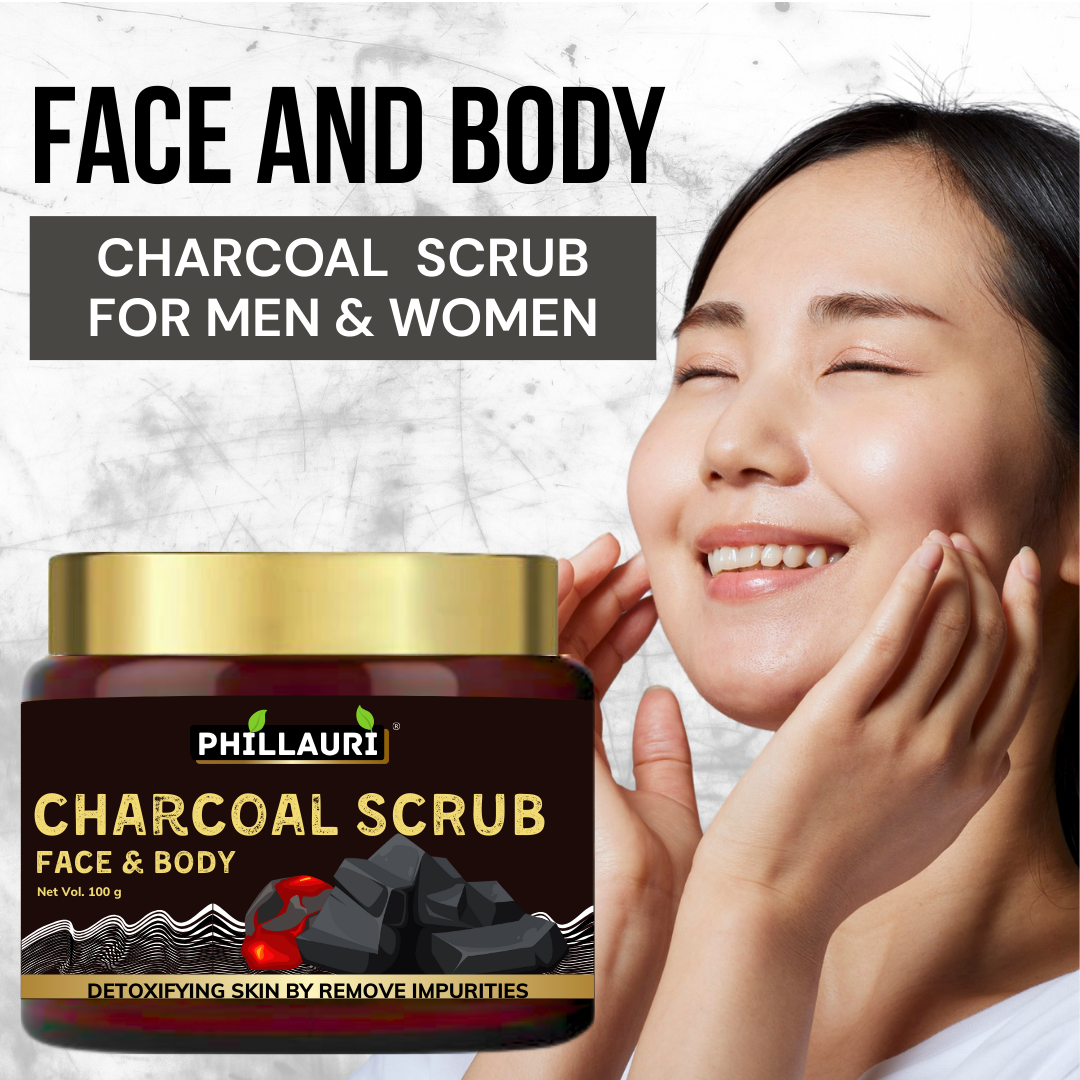 Phillauri Charcoal Face Scrub for Detoxifying Skin By Removing Impurities, 100g