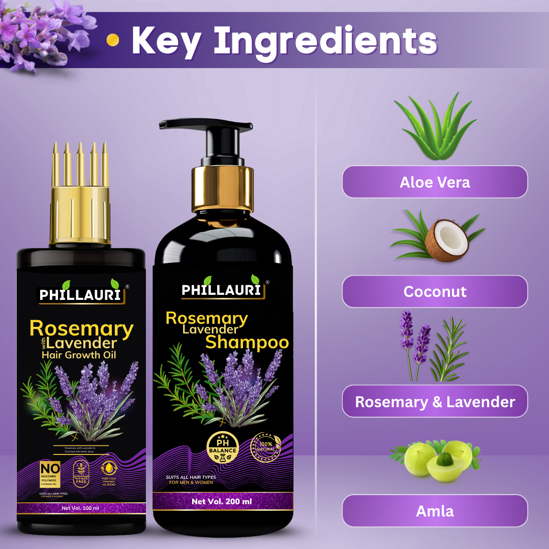 Phillauri Rosemary Lavender Hair Oil And Anti-dandruff Shampoo Combo