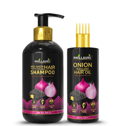 Phillauri Onion Black Seed Hair Oil & Shampoo Combo