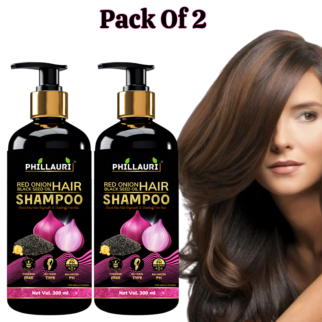 Phillauri Red Onion Black Seed Shampoo For Hair Regrowth, Dandruff Free Hair