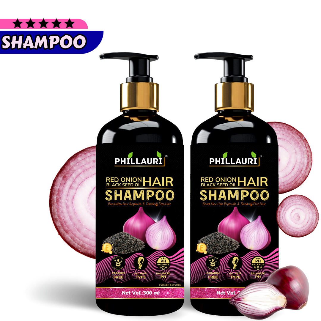 Phillauri Red Onion Black Seed Shampoo For Hair Regrowth, Dandruff Free Hair