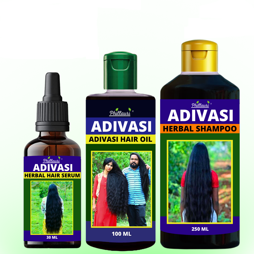 Phillauri Herbal Hair Serum ,shampoo And Adivasi Hair Oil For Strong And Shiny Hair