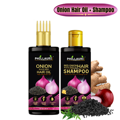 Phillauri Onion Black Seed Hair Oil With Shampoo combo For Fast Hair Growth