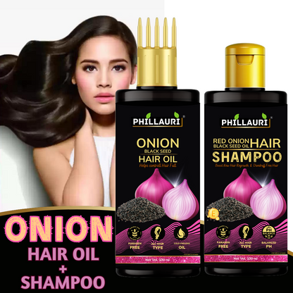 Phillauri Onion Black Seed Hair Oil With Shampoo combo For Fast Hair Growth