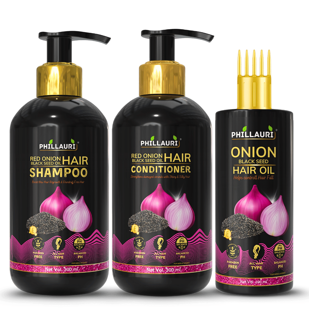 Phillauri Red Onion with Black Seed Oil 3-Step Hair Care Combo