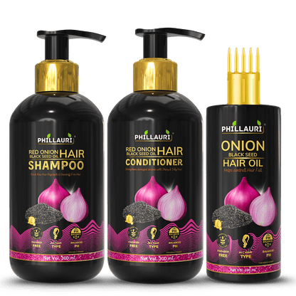 Phillauri Red Onion with Black Seed Oil 3-Step Hair Care Combo