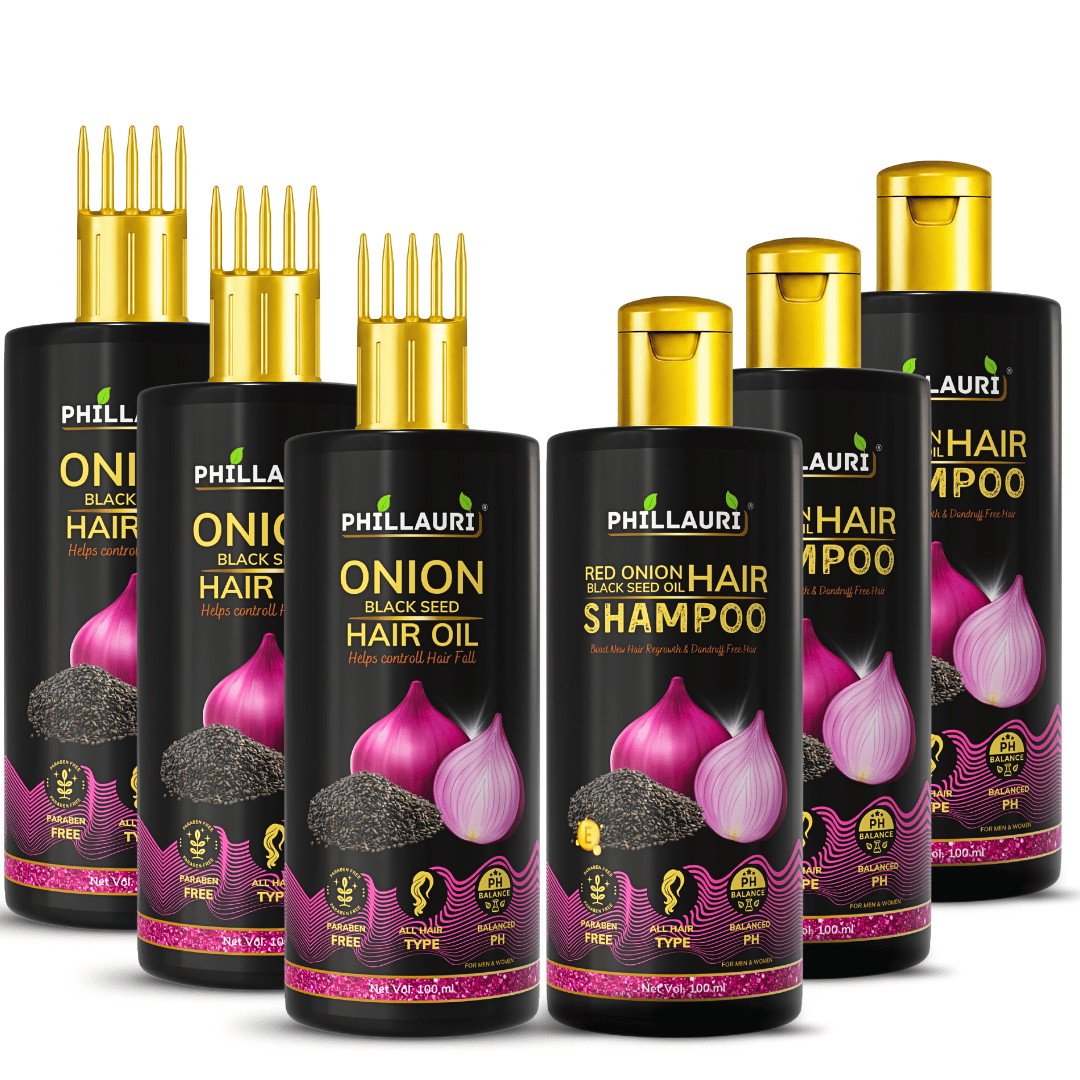 Phillauri Red Onion with Black Seed Oil Hair Oil & Shampoo Combo