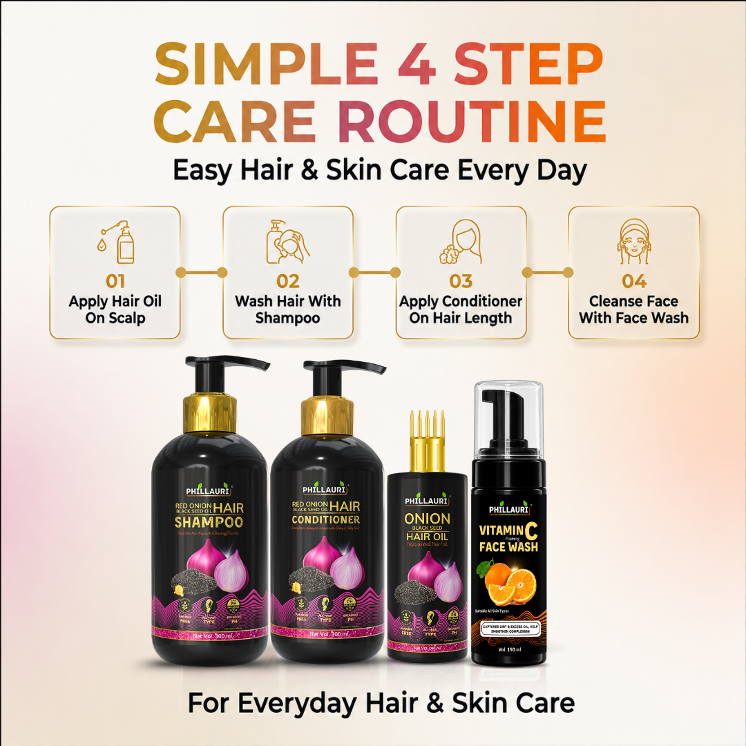 Phillauri Complete Hair & Skin Care Combo – Shampoo, Conditioner, Hair Oil & Vitamin C Face Wash