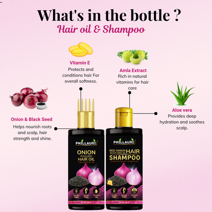 Phillauri Onion Black Seed Hair Oil With Shampoo combo For Hair Growth