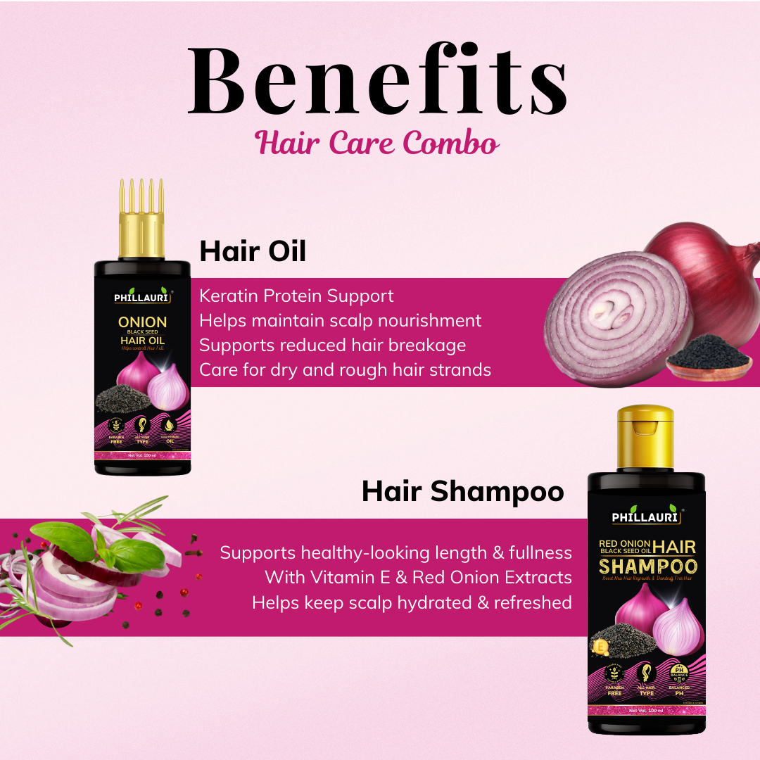 Phillauri Onion Black Seed Hair Oil With Shampoo combo For Hair Growth