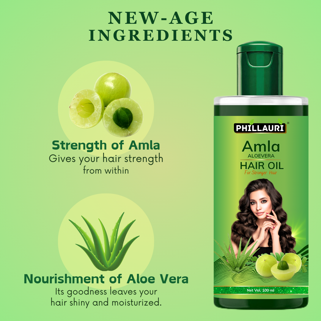 Phillauri Natural Pure Amla AloeVera Hair Oil For Strong hair, 100ml