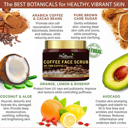 Phillauri Coffee Face Scrub for Remove Dead Skin Cells, 100g