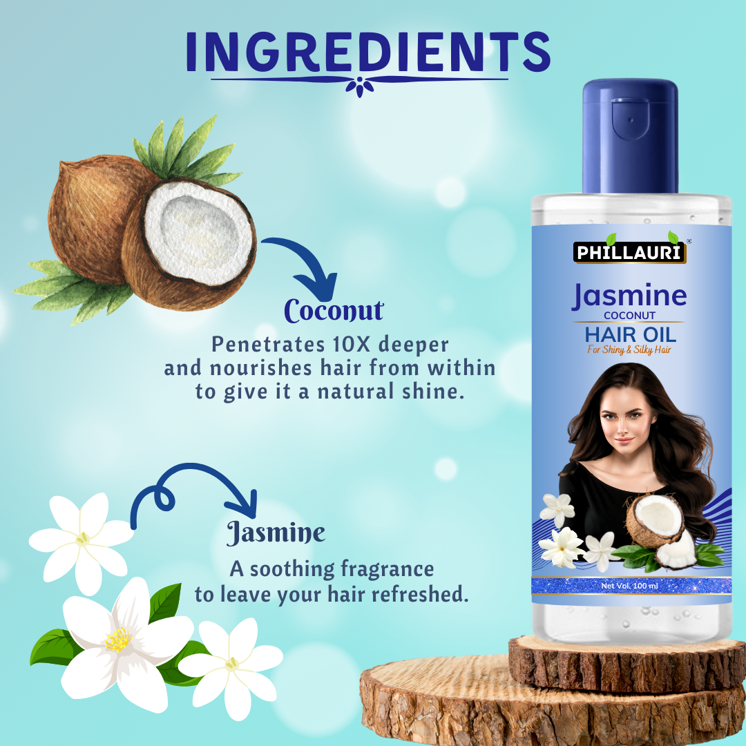 Phillauri Jasmine Coconut Hair Oil For Long-lasting Moisture, 100ml