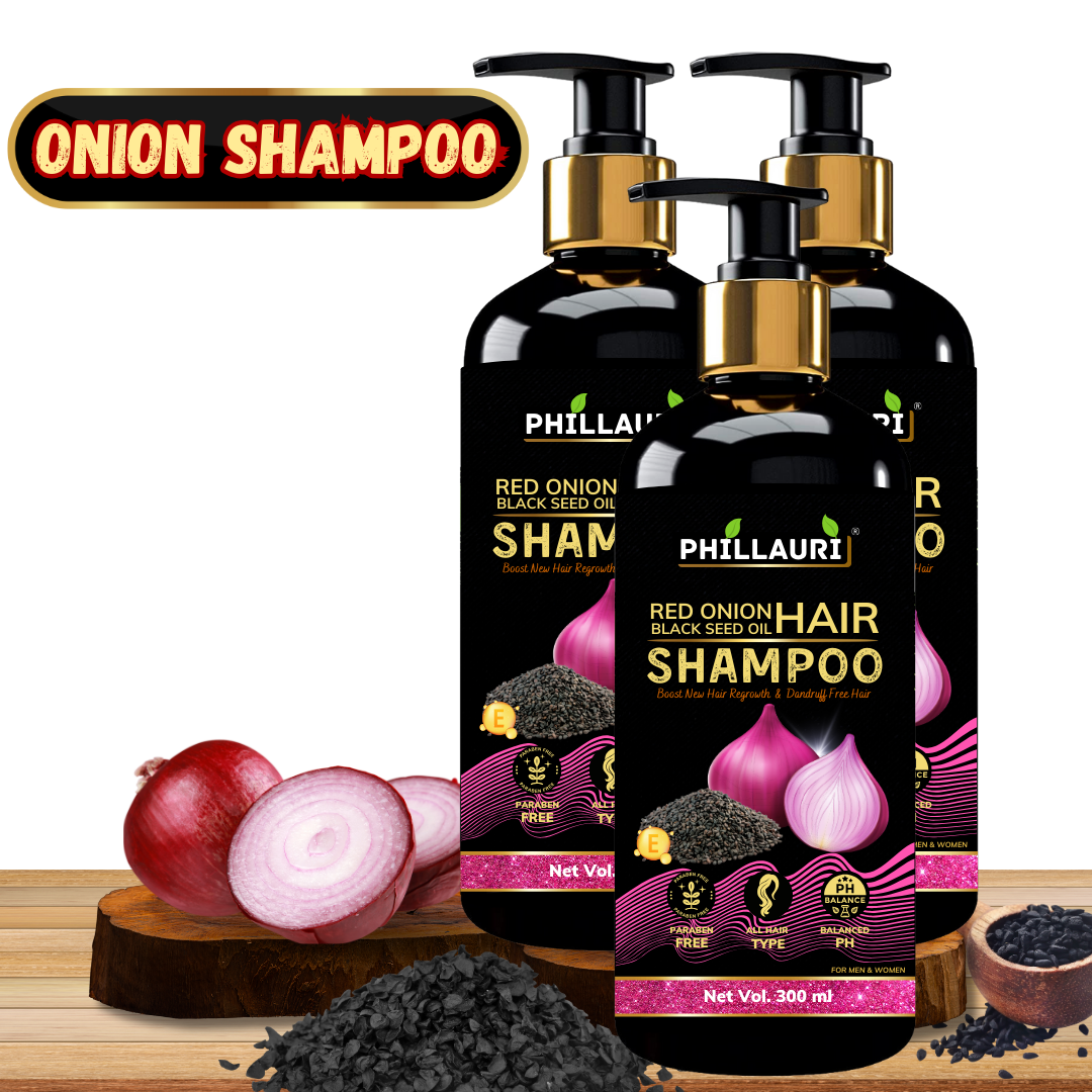 Phillauri Red Onion Black Seed Shampoo For Hair Regrowth, Dandruff Free Hair