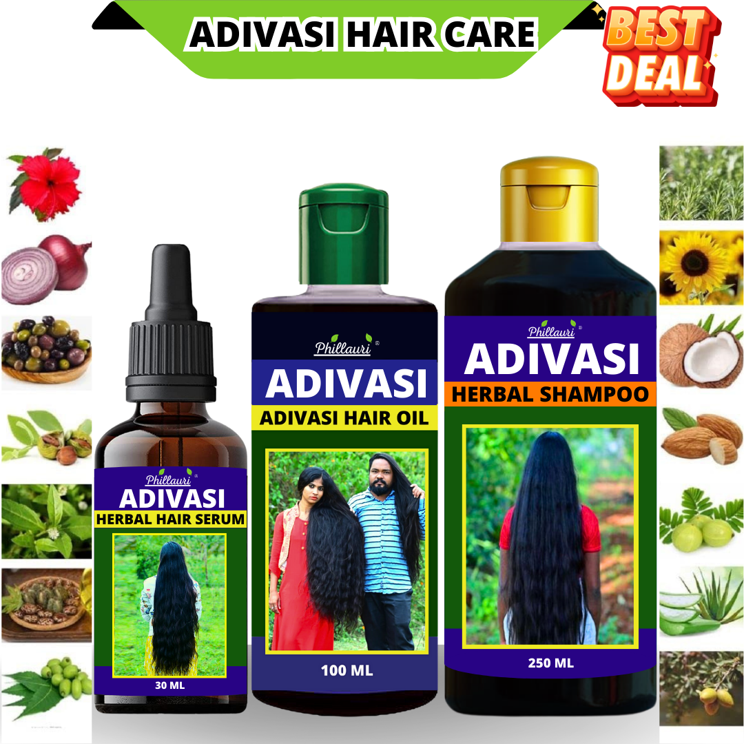 Phillauri Herbal Hair Serum ,shampoo And Adivasi Hair Oil For Strong And Shiny Hair