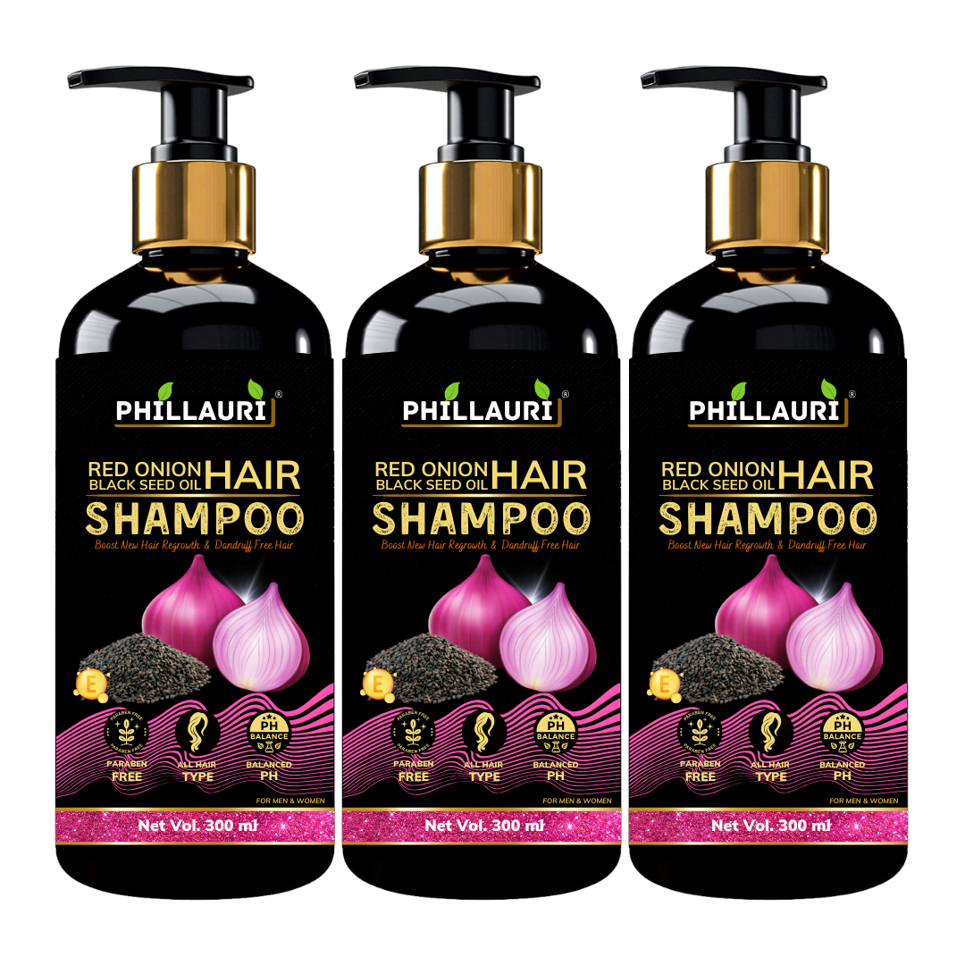 Phillauri Red Onion Black Seed Shampoo For Hair Regrowth, Dandruff Free Hair