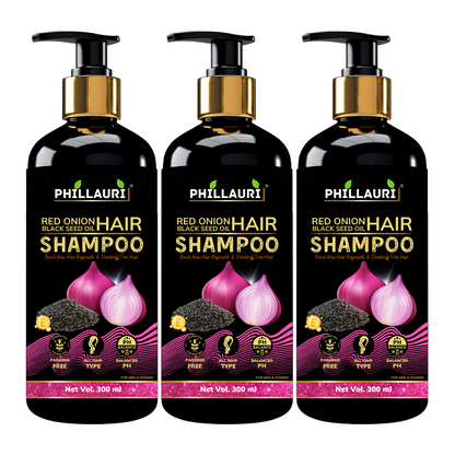 Phillauri Red Onion Black Seed Shampoo For Hair Regrowth, Dandruff Free Hair