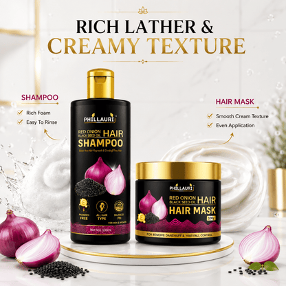 Phillauri Red Onion with Black Seed Oil Shampoo & Hair Mask Combo