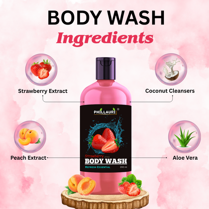 Phillauri Refresh Essential Strawberry Body Wash For Smoother Skin, 200ml