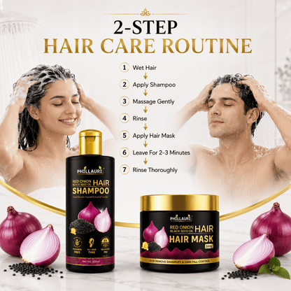 Phillauri Red Onion with Black Seed Oil Shampoo & Hair Mask Combo