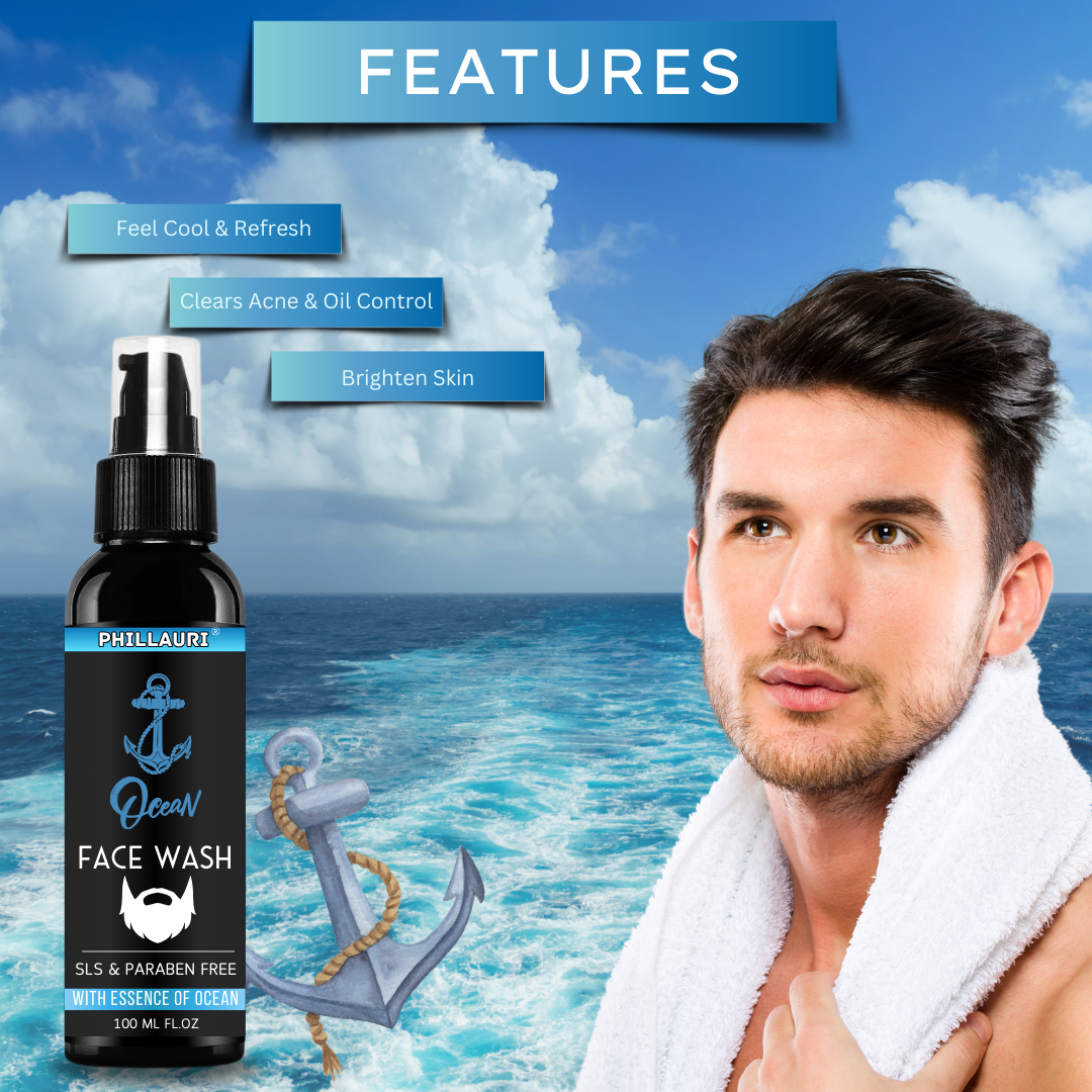 Phillauri Ocean Facewash for Men - SLS and Paraben Free with Ocean Essence.