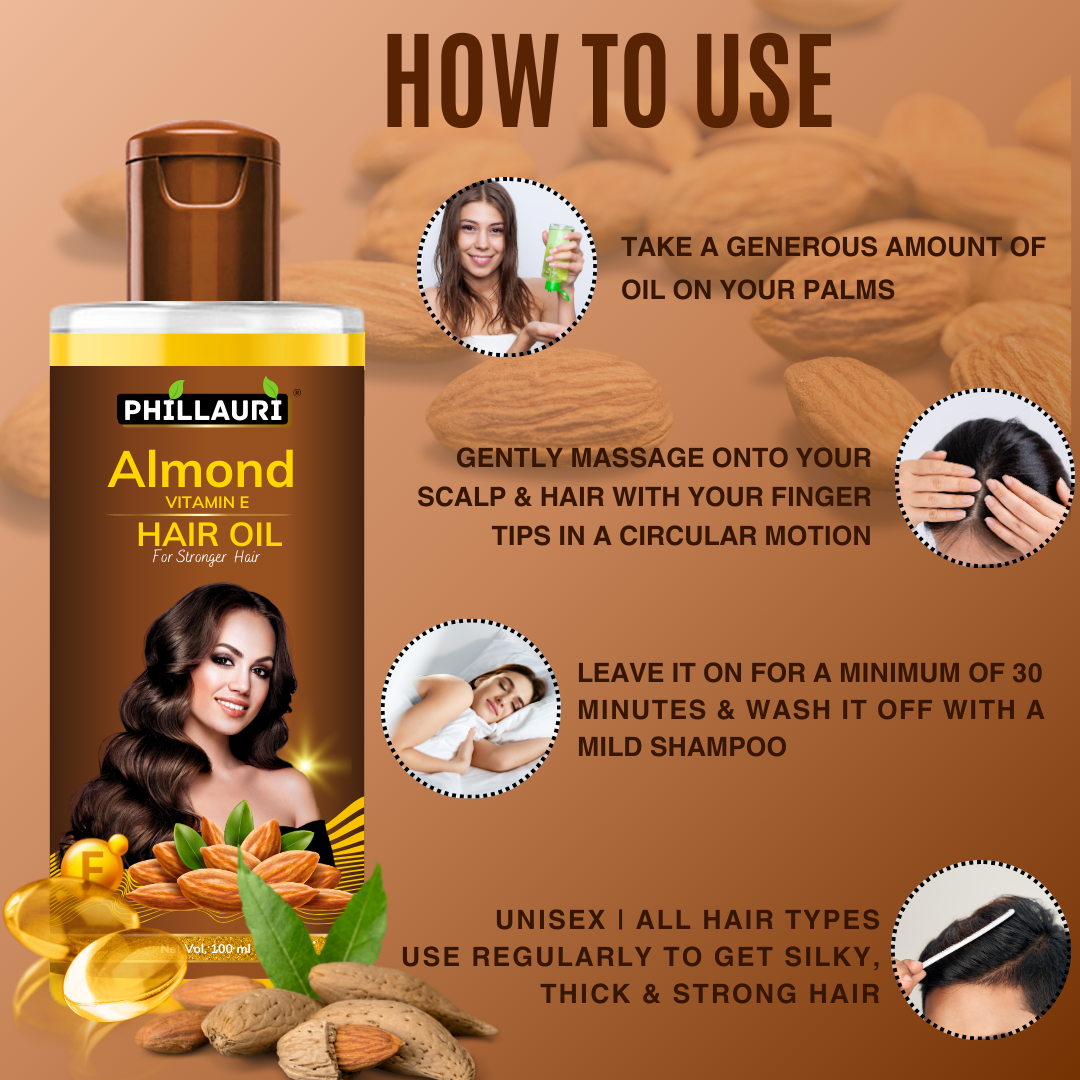 Phillauri Almond Hair Oil For Soft And Silky Hair, 100ML