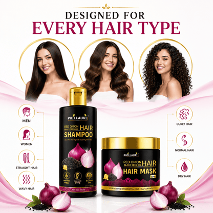 Phillauri Red Onion with Black Seed Oil Shampoo & Hair Mask Combo