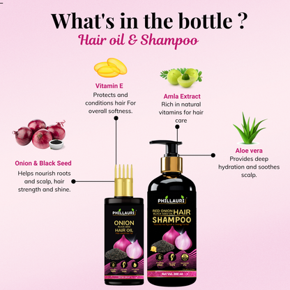 Phillauri Onion Black Seed Hair Oil And Shampoo For Boost Growth, 400ML