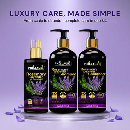 Phillauri Rosemary Lavender Hair Oil, Shampoo, Conditioner, 100ml+200ml+200ml