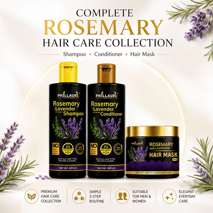 Phillauri Rosemary with Lavender Complete Hair Care Collection – Shampoo, Conditioner & Hair Mask Combo