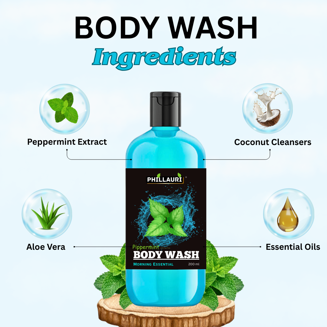 Phillauri Morning Essential Pippermint Body wash For Soft And Glowing Skin, 200ML
