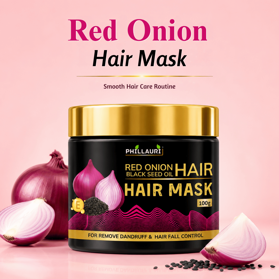 Phillauri Red Onion with Black Seed Oil Hair Mask – For Dandruff & Hair Fall Control