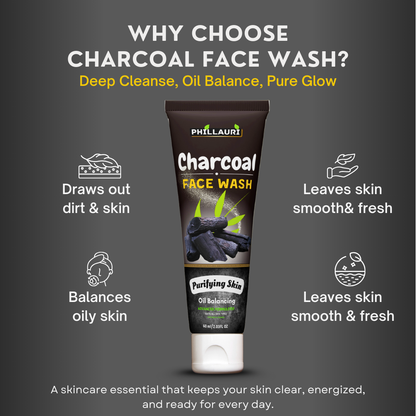 Phillauri Charcoal Face Wash For Oil Balancing, 60ml