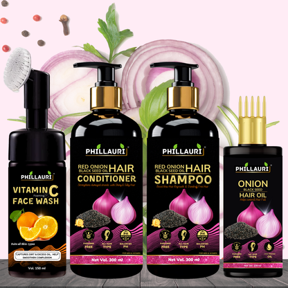 Phillauri Red Onion Healthy Hair care Kit with Face kit Combo Kit  (4 Items in the set) ⭐⭐⭐⭐⭐( 1,209 Ratings & 132 Reviews)