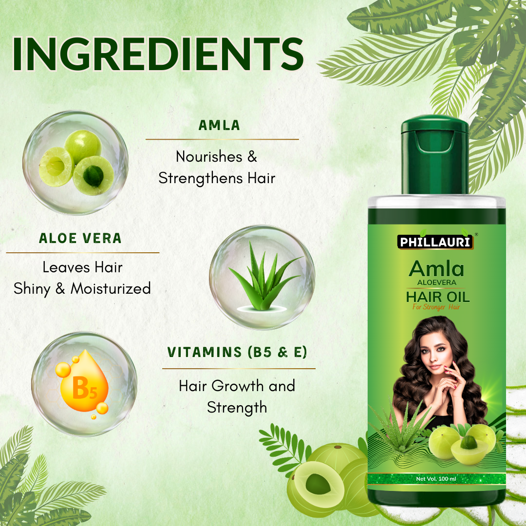 Phillauri Natural Pure Amla AloeVera Hair Oil For Strong hair, 100ml