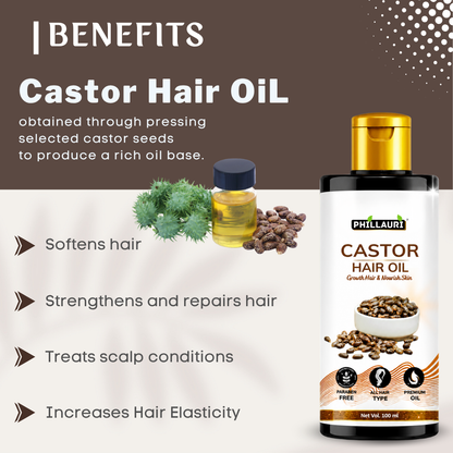 Phillauri Castor Hair Oil – For Hair Growth & Nourished Skin, 100ml