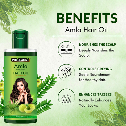 Phillauri Natural Pure Amla AloeVera Hair Oil For Strong hair, 100ml