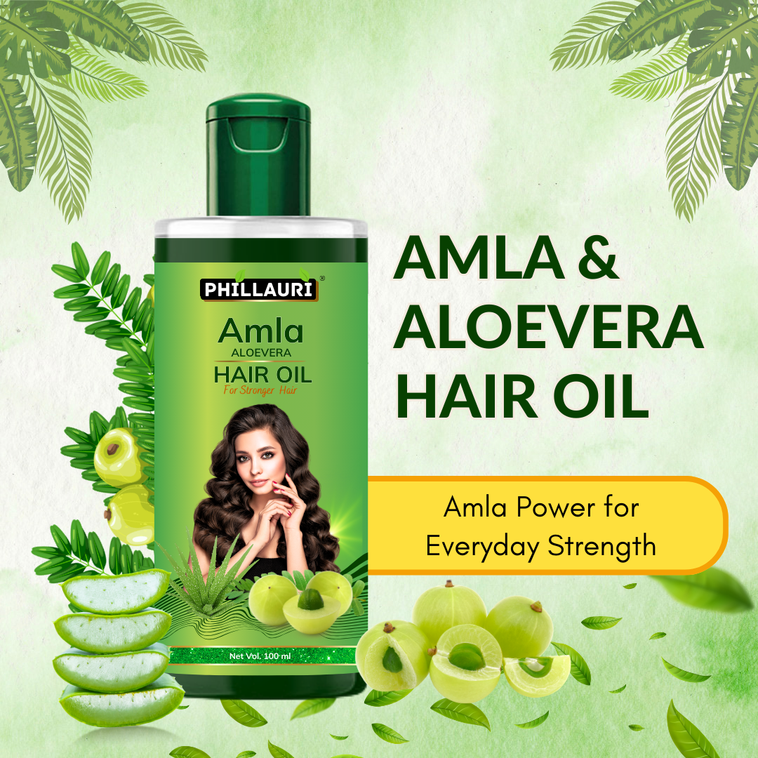 Phillauri Natural Pure Amla AloeVera Hair Oil For Strong hair, 100ml