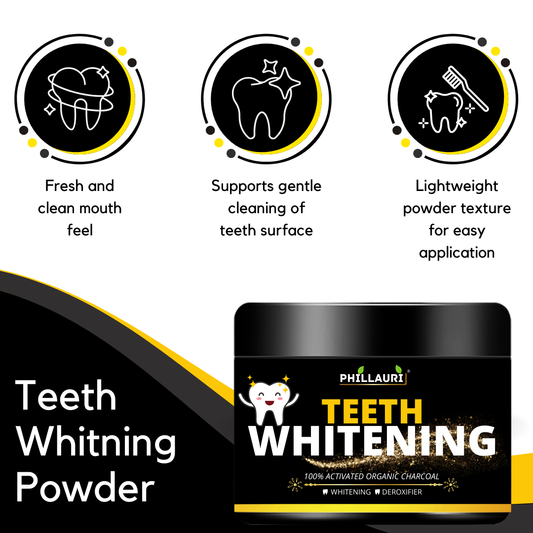 Phillauri Teeth Whitening Powder For Whitening And Detoxifier, 50GM