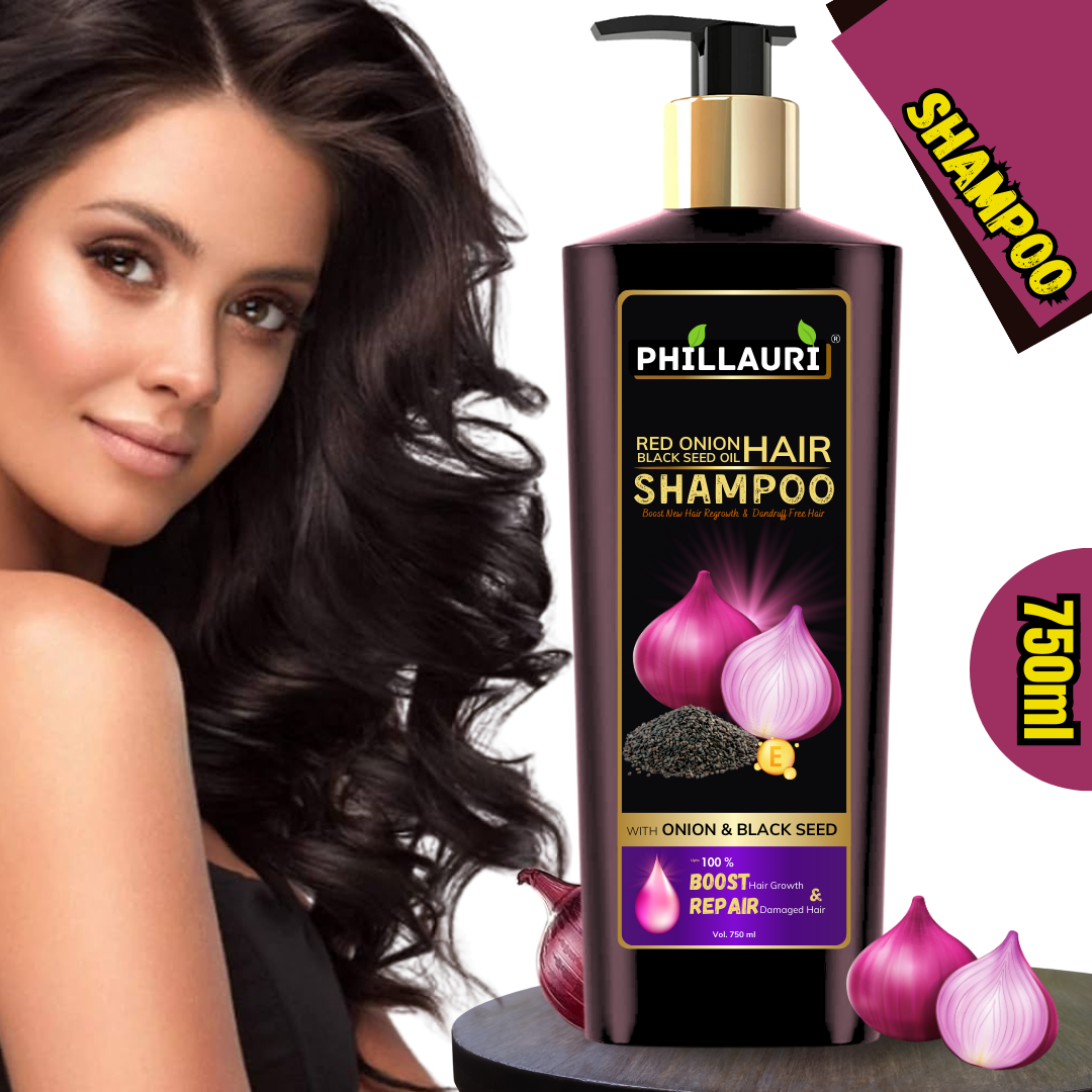 Phillauri Red Onion Black Seed Shampoo For Hair Growth, 750ml