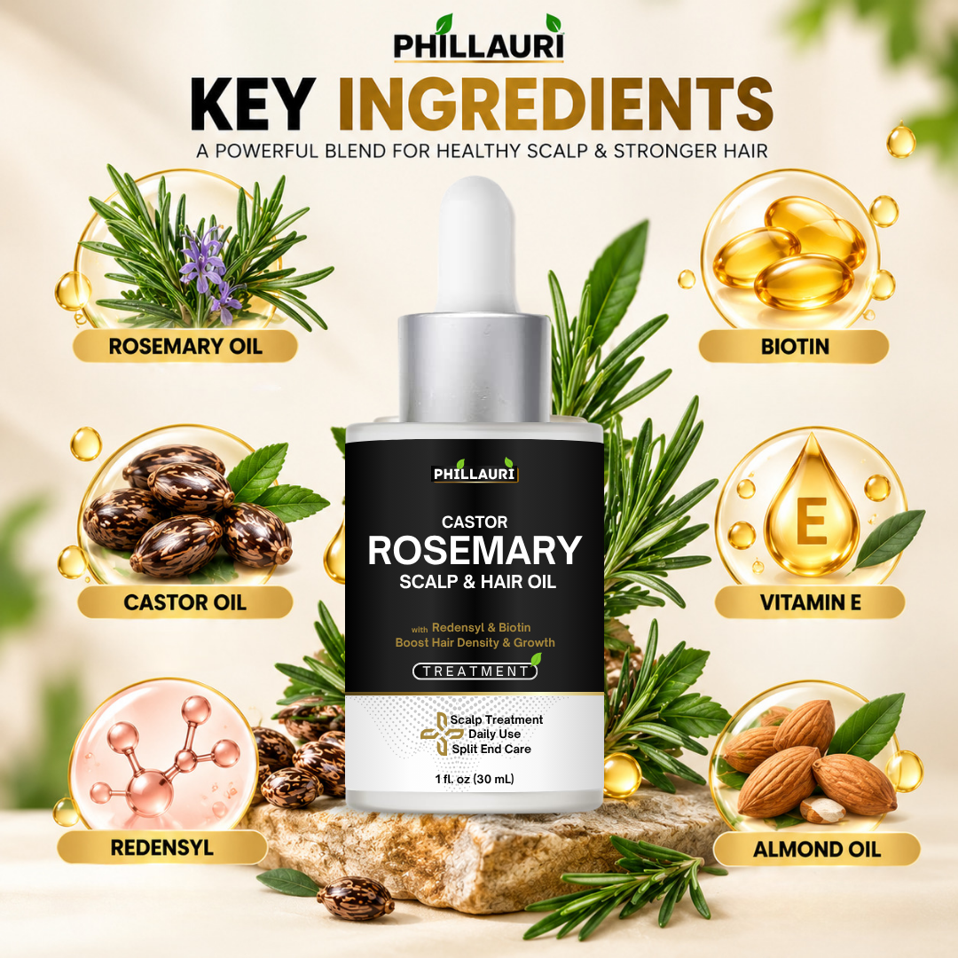 Phillauri Castor Rosemary Scalp & Hair Oil – With Redensyl & Biotin