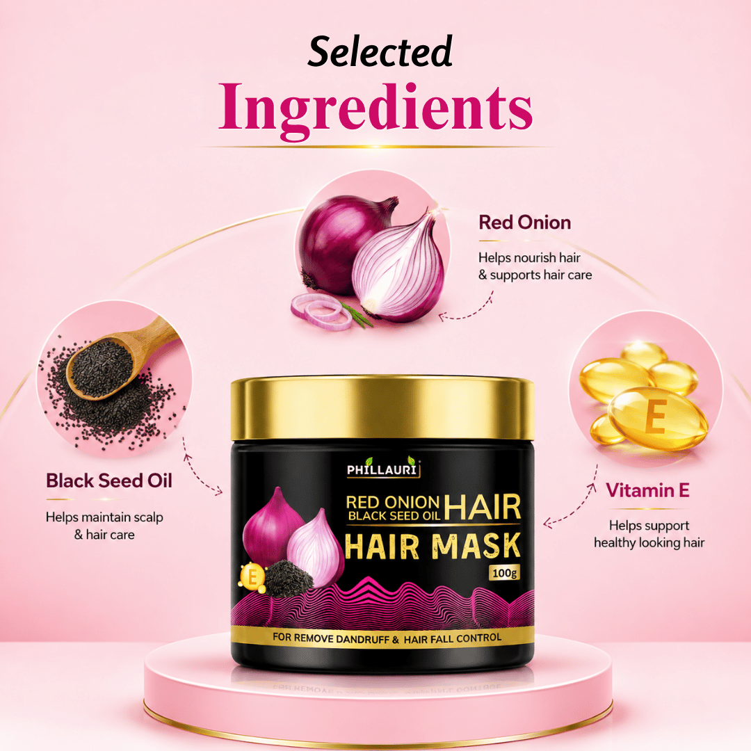 Phillauri Red Onion with Black Seed Oil Hair Mask – For Dandruff & Hair Fall Control