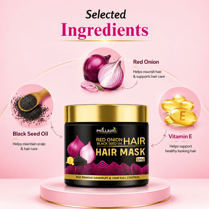 Phillauri Red Onion with Black Seed Oil Hair Mask – For Dandruff & Hair Fall Control