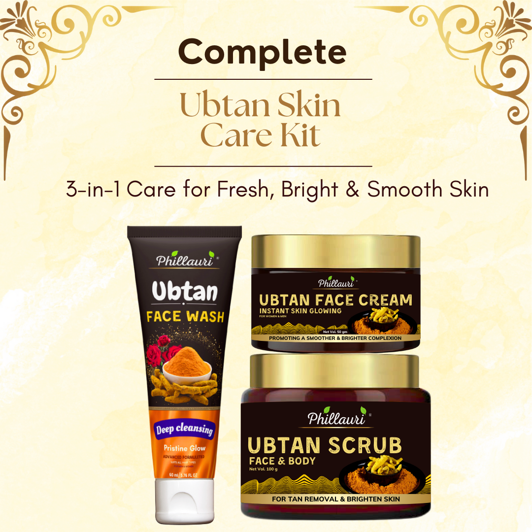 Phillauri Ubtan scrub, Face Wash, Face Cream, Skin and Body Combo Kit, 100g + 60ml + 50g