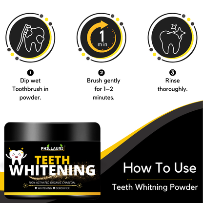 Phillauri Teeth Whitening Powder For Whitening And Detoxifier, 50GM