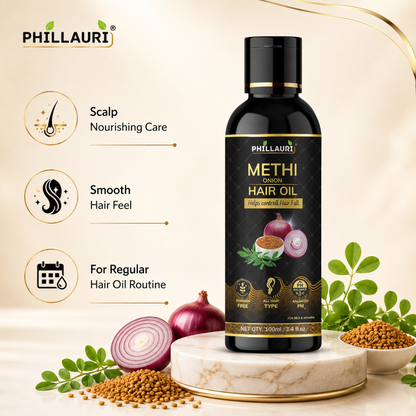 Phillauri Methi Onion Hair Oil – Helps Control Hair Fall, 100ml