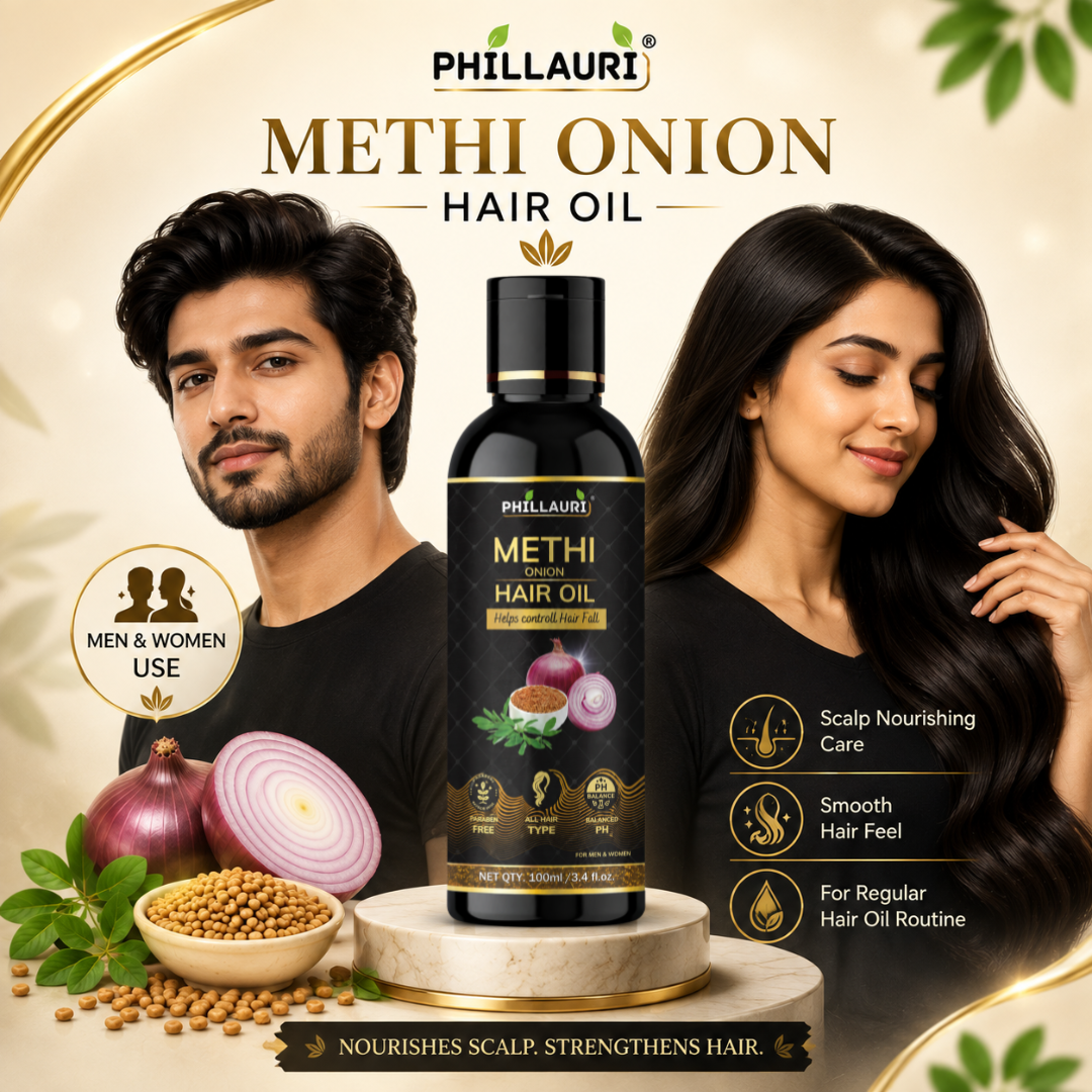 Phillauri Methi Onion Hair Oil – Helps Control Hair Fall, 100ml