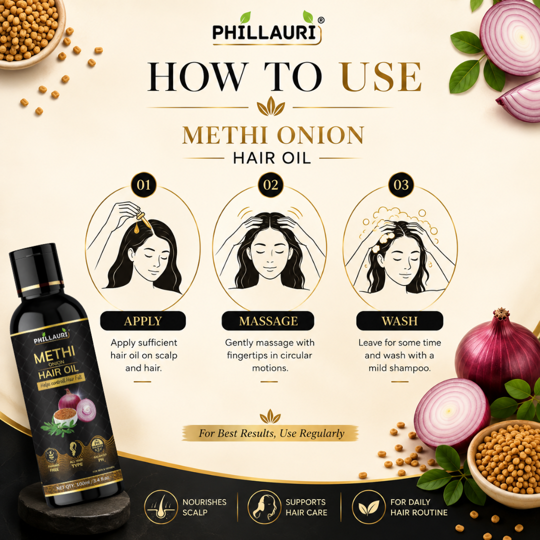 Phillauri Methi Onion Hair Oil – Helps Control Hair Fall, 100ml
