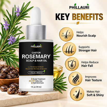 Phillauri Castor Rosemary Scalp & Hair Oil – With Redensyl & Biotin