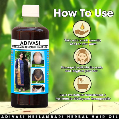 Neelambari ADIVASI HERBAL HAIR OIL, NATURAL Way to Hair Regrowth Adivasi Formula